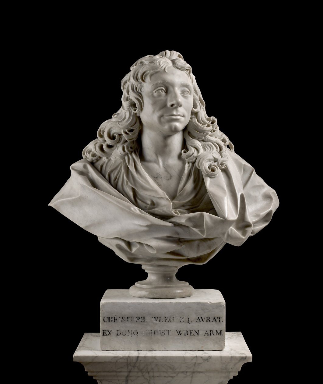 Sir Christopher Wren (1632–1723), 1673 (marmor) av Edward Pierce
