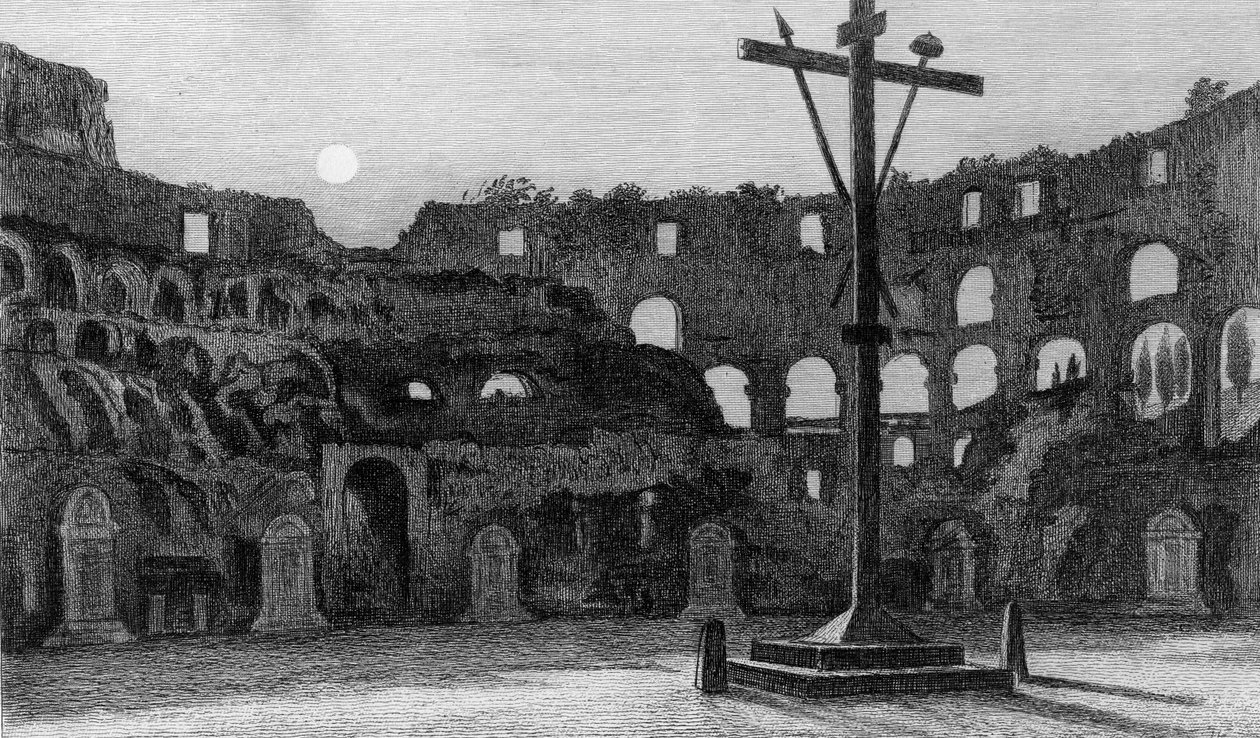 The Colosseum by Moonlight, gravert av Charles George Lewis av Edward William Cooke