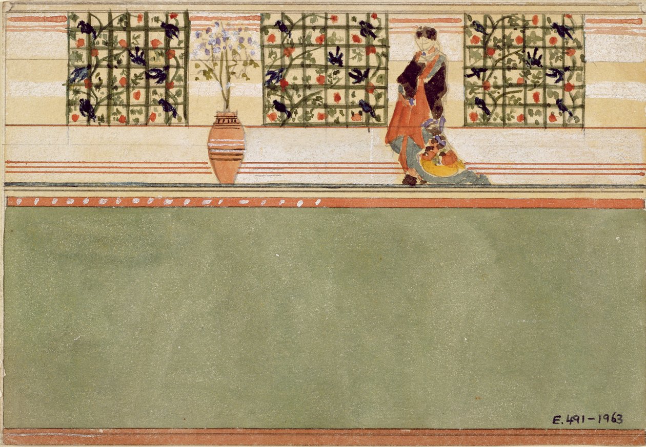 Anglo-japansk veggdesign, ca. 1860 (wc og blyant på papir) av Edward William Godwin
