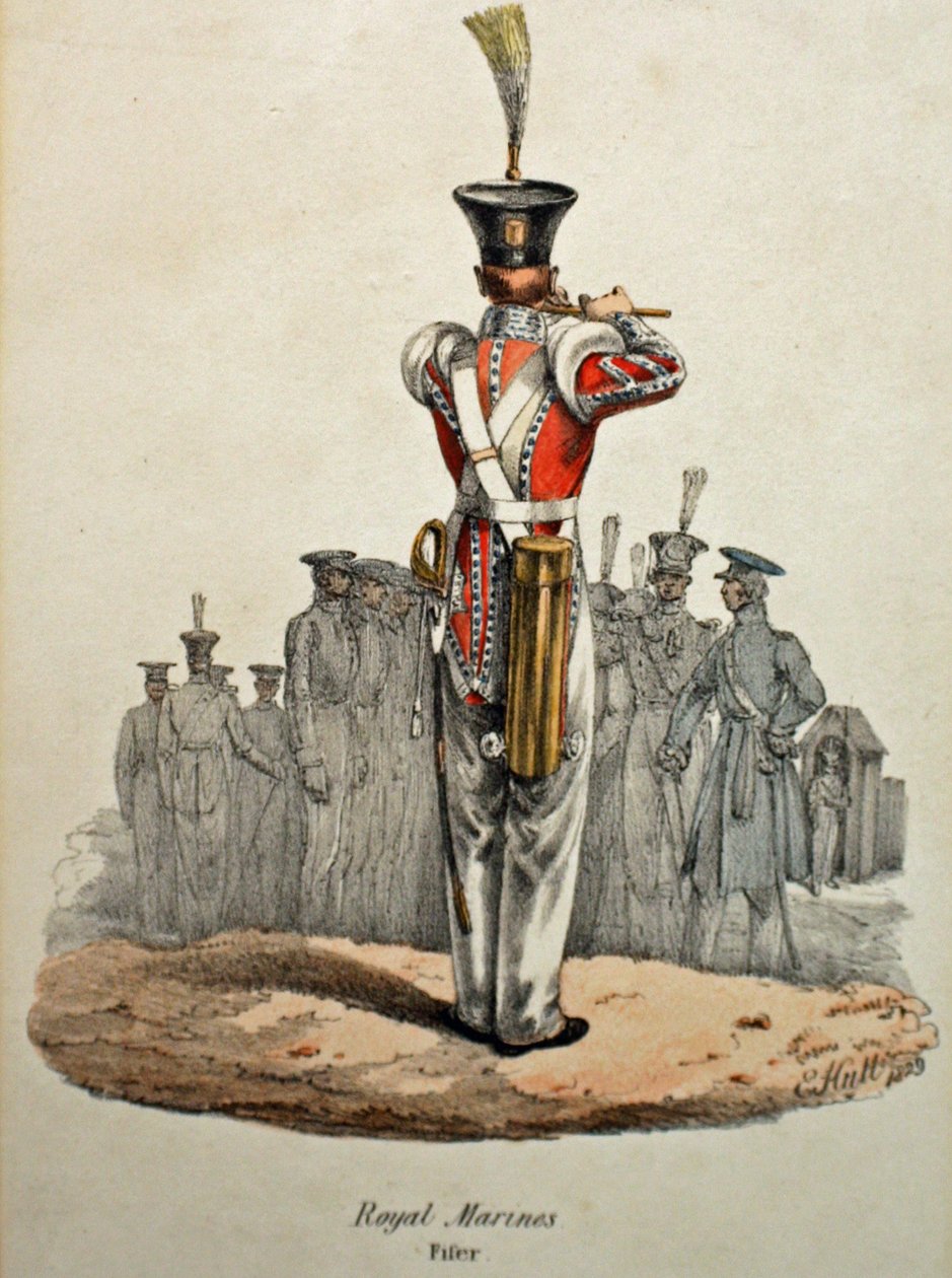 Royal Marines Fifer, ca. 1829 (håndfarget lito) av Edward (after) Hull