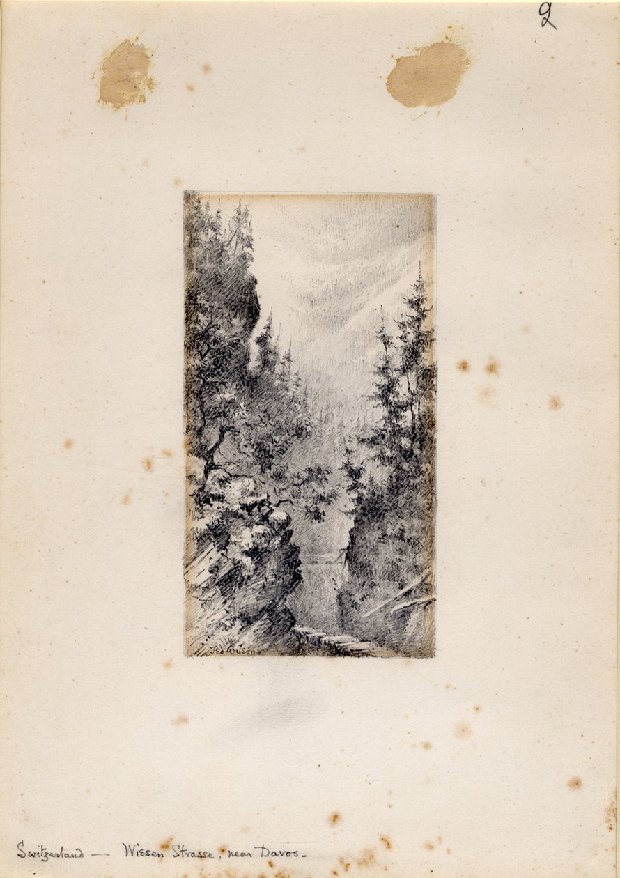 Wiesen Strasse nær Davos, Sveits, 1898-99 av Edward Adrian Wilson