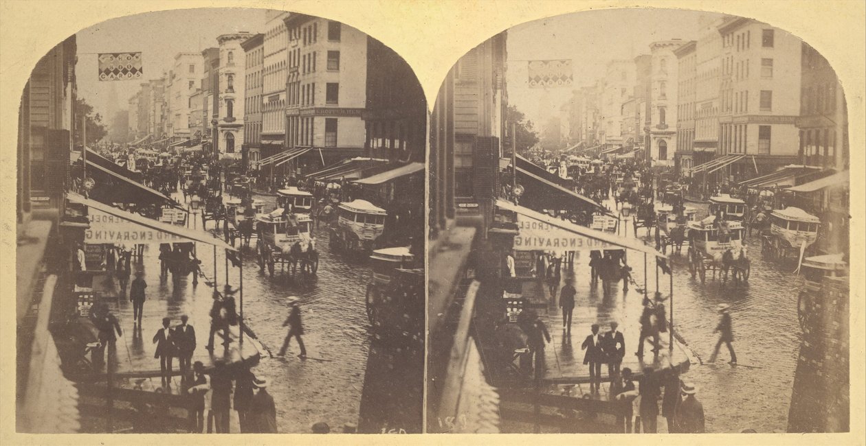 Broadway på en regnværsdag, 1859. av Edward Anthony