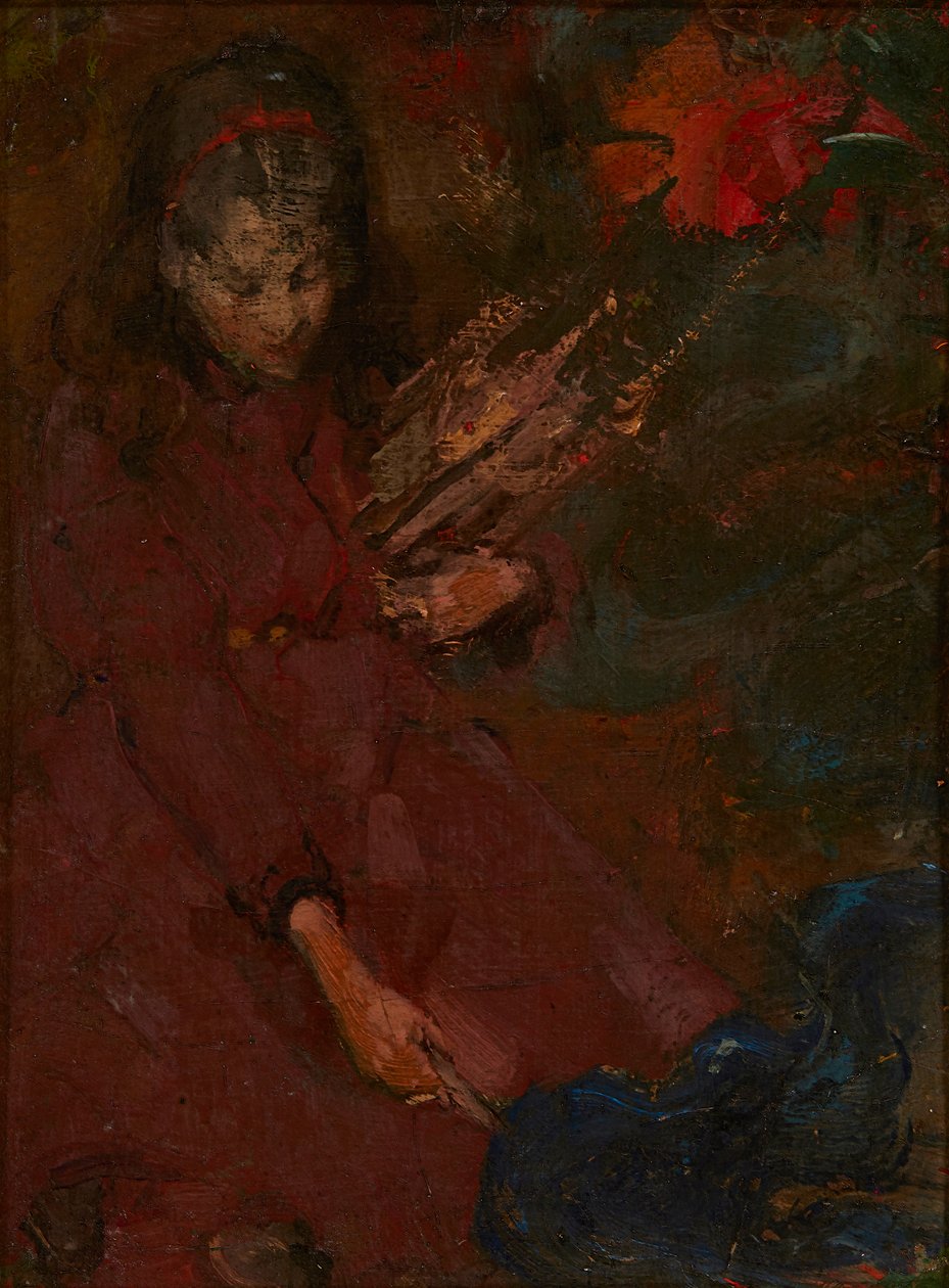 Å samle ved (olje på lerret) av Edward Atkinson Hornel