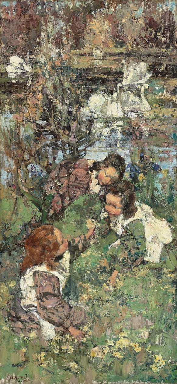 Jenter og svaner av Edward Atkinson Hornel
