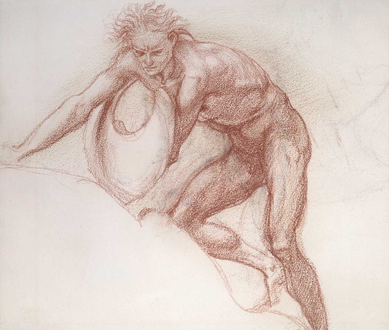 Naken mann, studie for Hercules av Edward Burne Jones