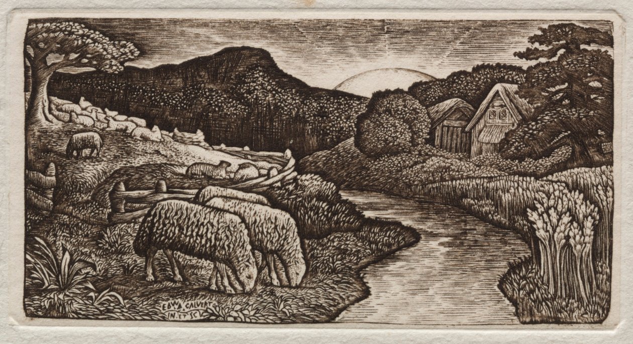 Sauene på hans beite, 1828. av Edward Calvert