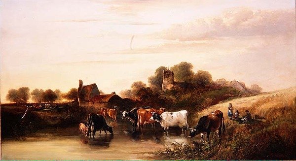 The Watering Place, scene i Devonshire av Edward Charles Williams