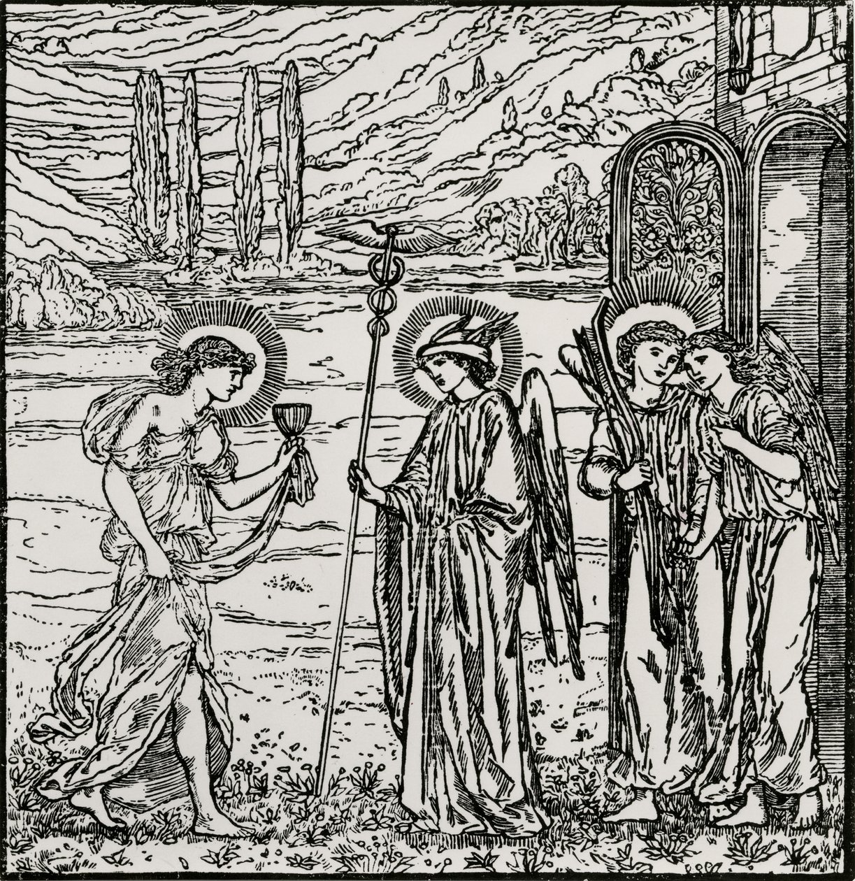 Inngang blant gudene av Edward Coley (after) Burne Jones