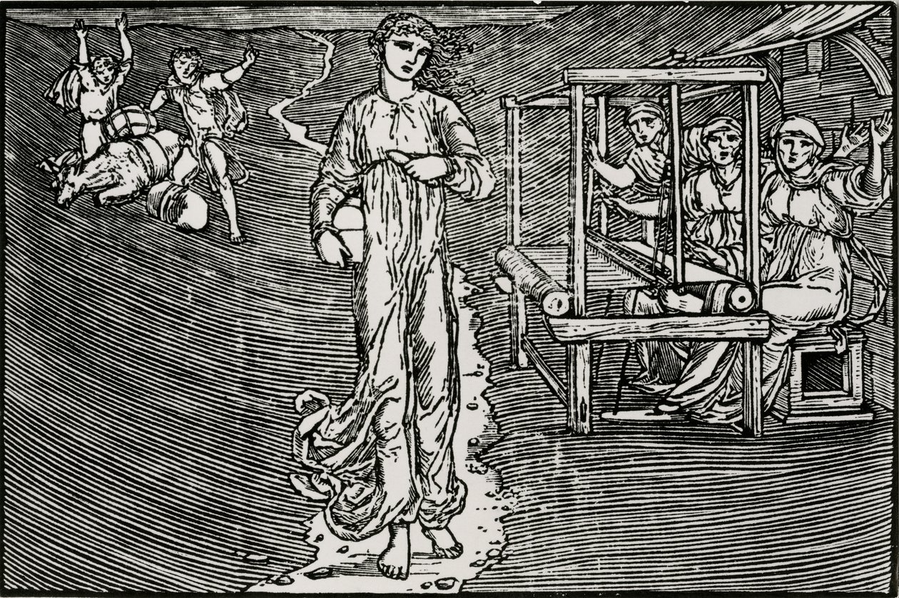 De vevende kvinner av Edward Coley (after) Burne Jones