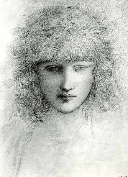 Hodet til en jente av Edward Coley Burne Jones