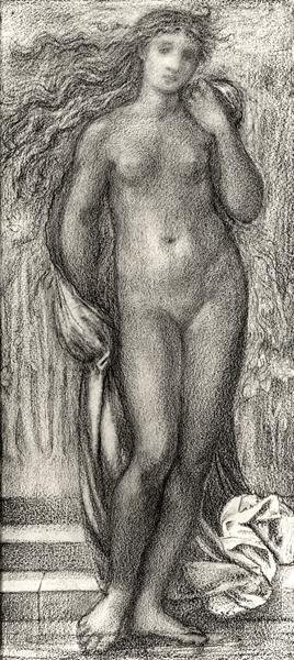 Sommer (blyant og rødt kritt) (s/hvitt bilde) av Edward Coley Burne Jones