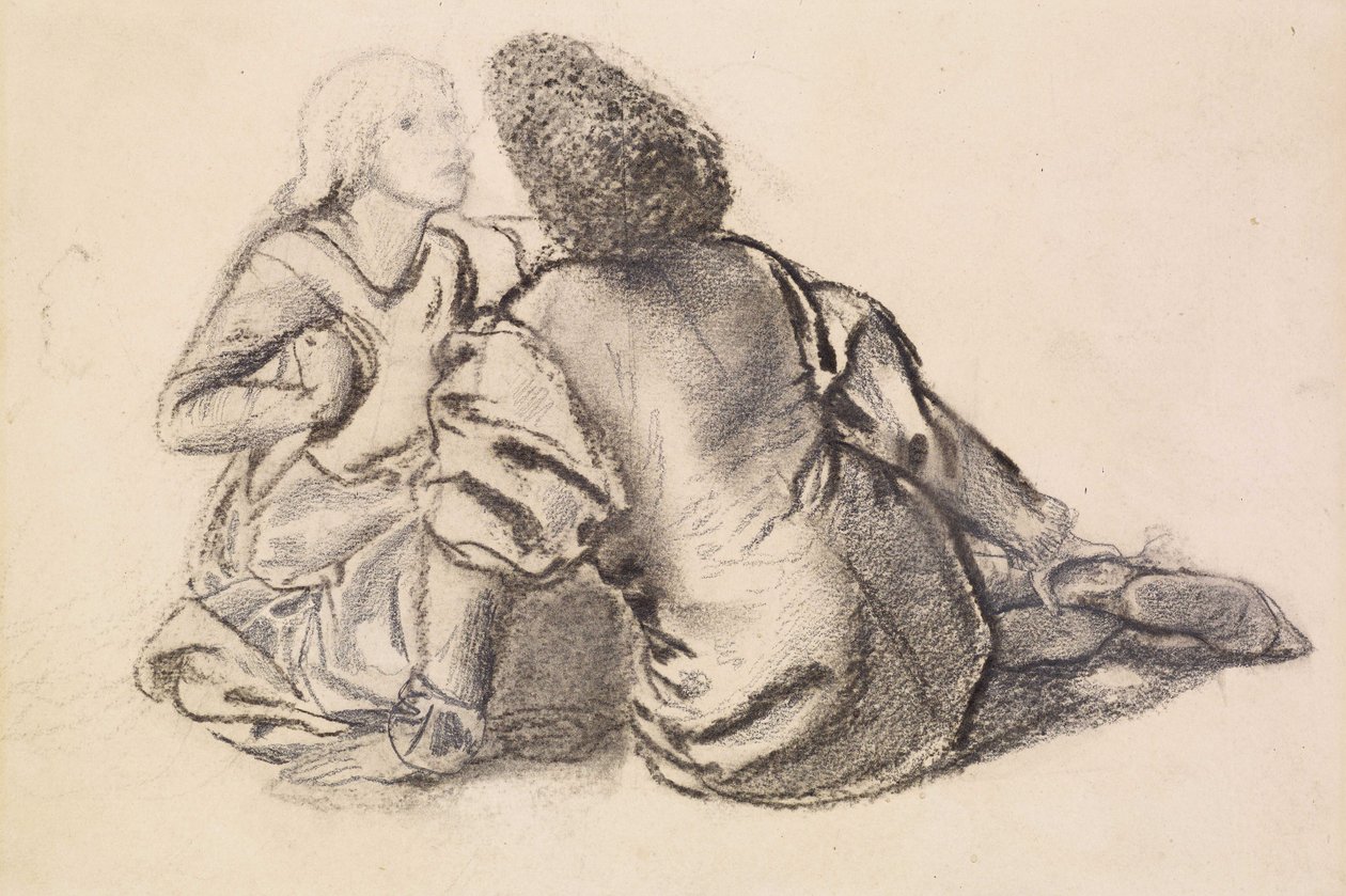 En idyll (kull på papir) av Edward Burne Jones