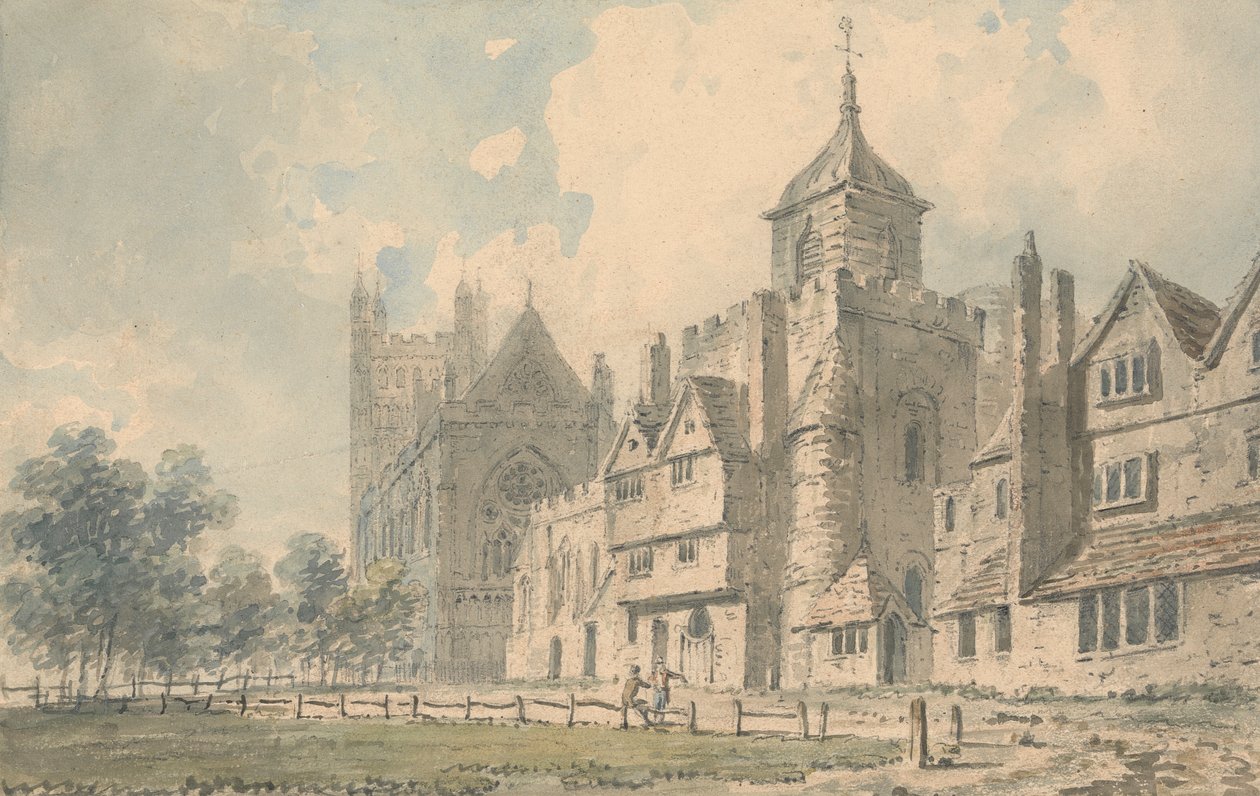 Exeter katedral og nabobygninger av Edward Dayes