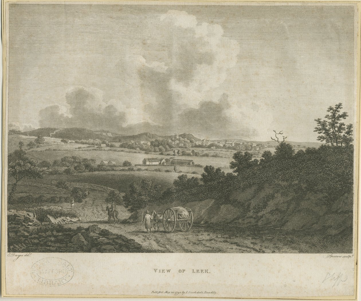 Leek Town: gravering, nd [c 1795] av Edward Dayes