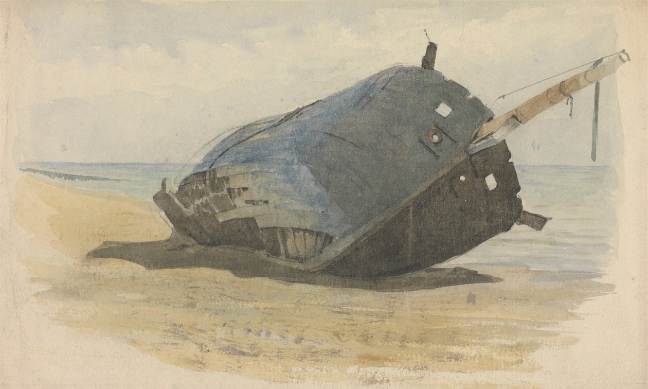 Hulk på grunn på stranden av Edward Duncan