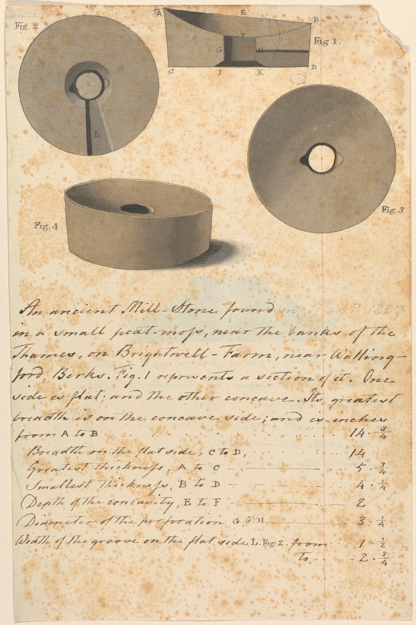 Studie av gammel romersk kvernstein (?) av Edward Francis Burney