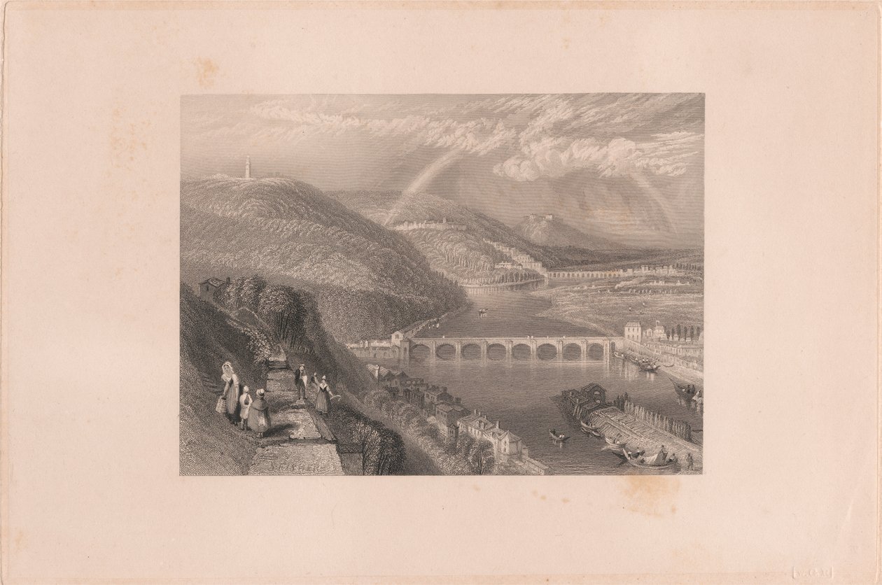 Bridge of St. Cloud fra Sevres av Edward Francis Finden