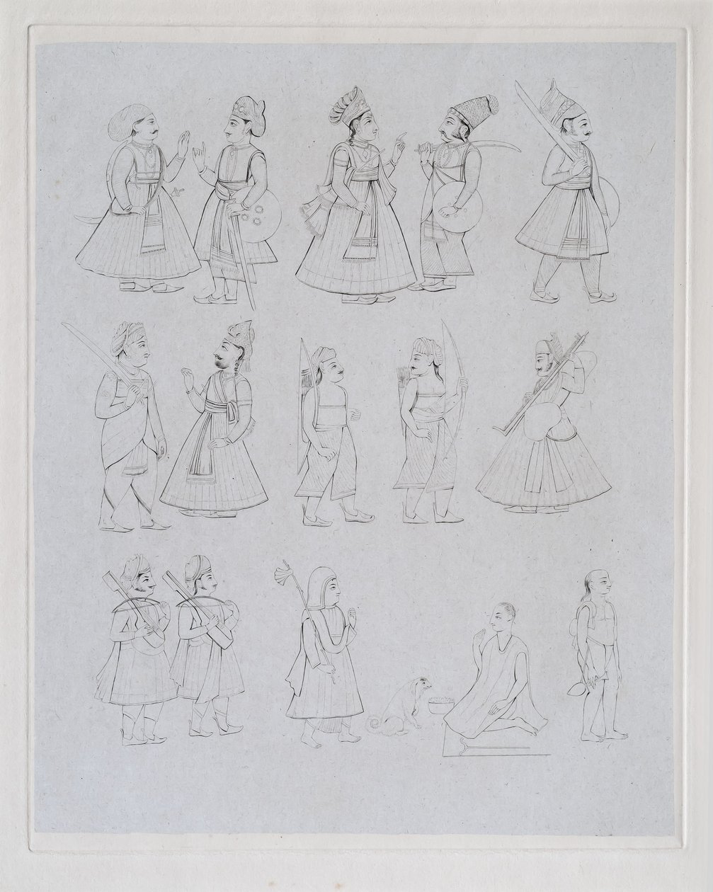 Figurer som viser ulike yrker (gravering) av Edward Francis Finden