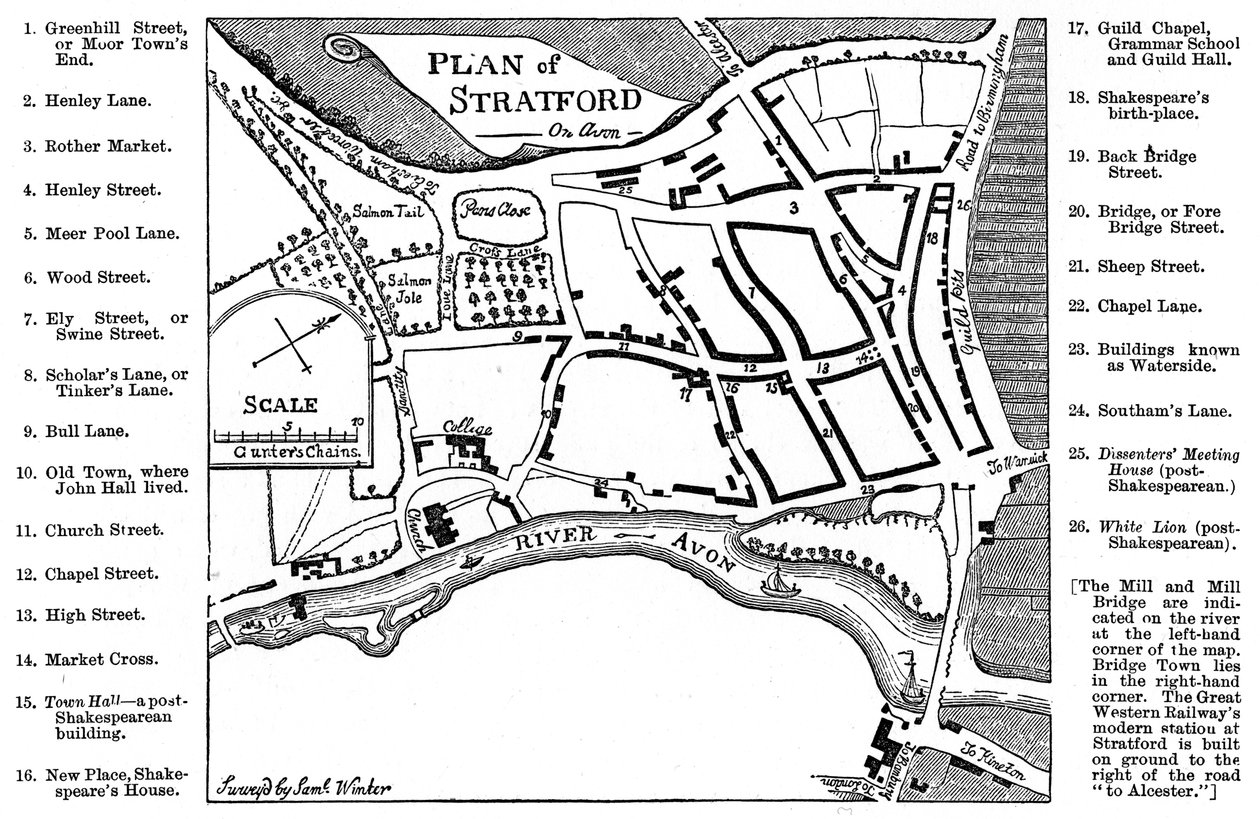 Kart over Stratford-upon-Avon, Warwickshire, 1759 1885. av Edward Hull