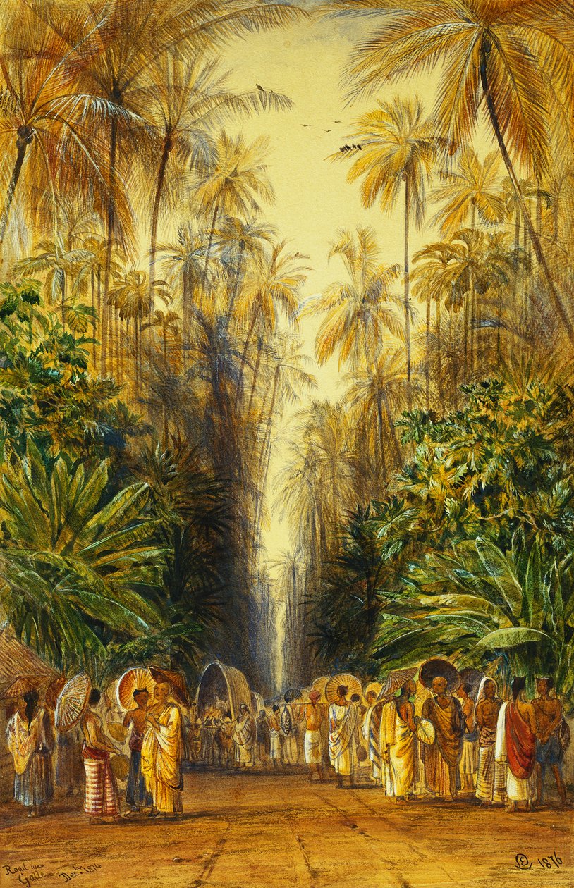 Figurer på en vei nær Galle, Ceylon, av Edward Lear