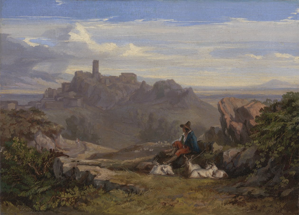 Landskap med geitegjeter, ca. 1842 av Edward Lear