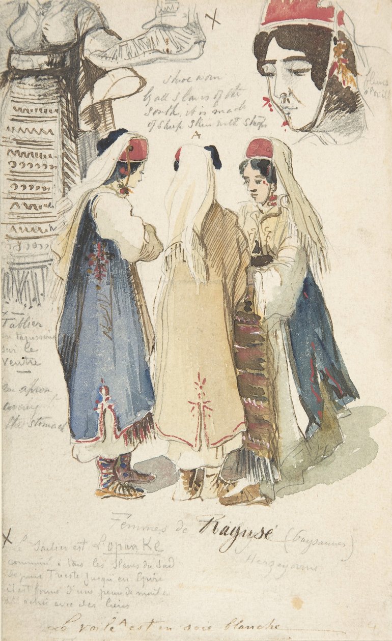 Bondekvinner fra Ragusa, 1848-1866. av Edward Lear