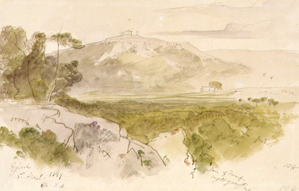Aphaia-tempelet i Egina av Edward Lear