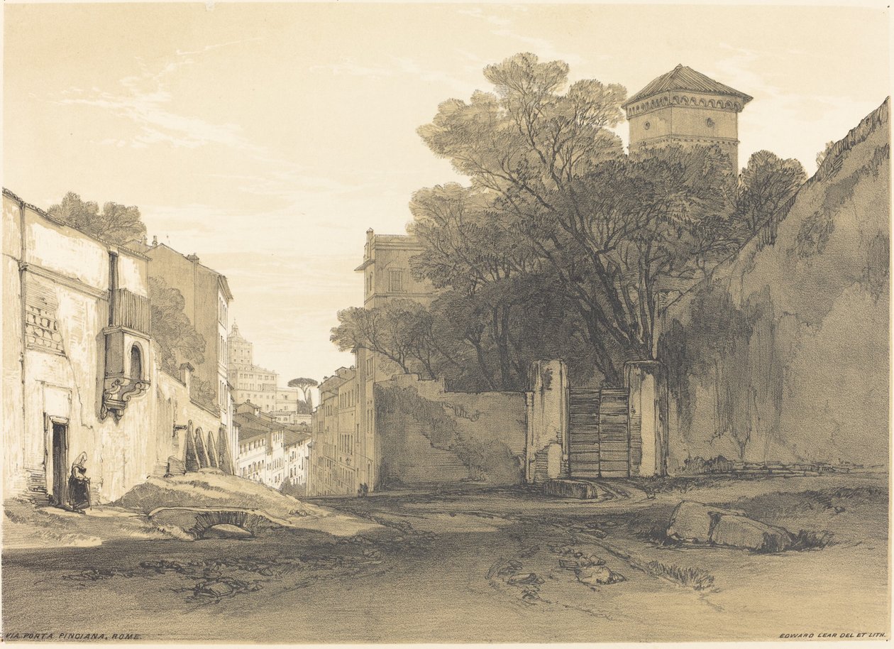 Via Porta Pinciana, Roma. av Edward Lear