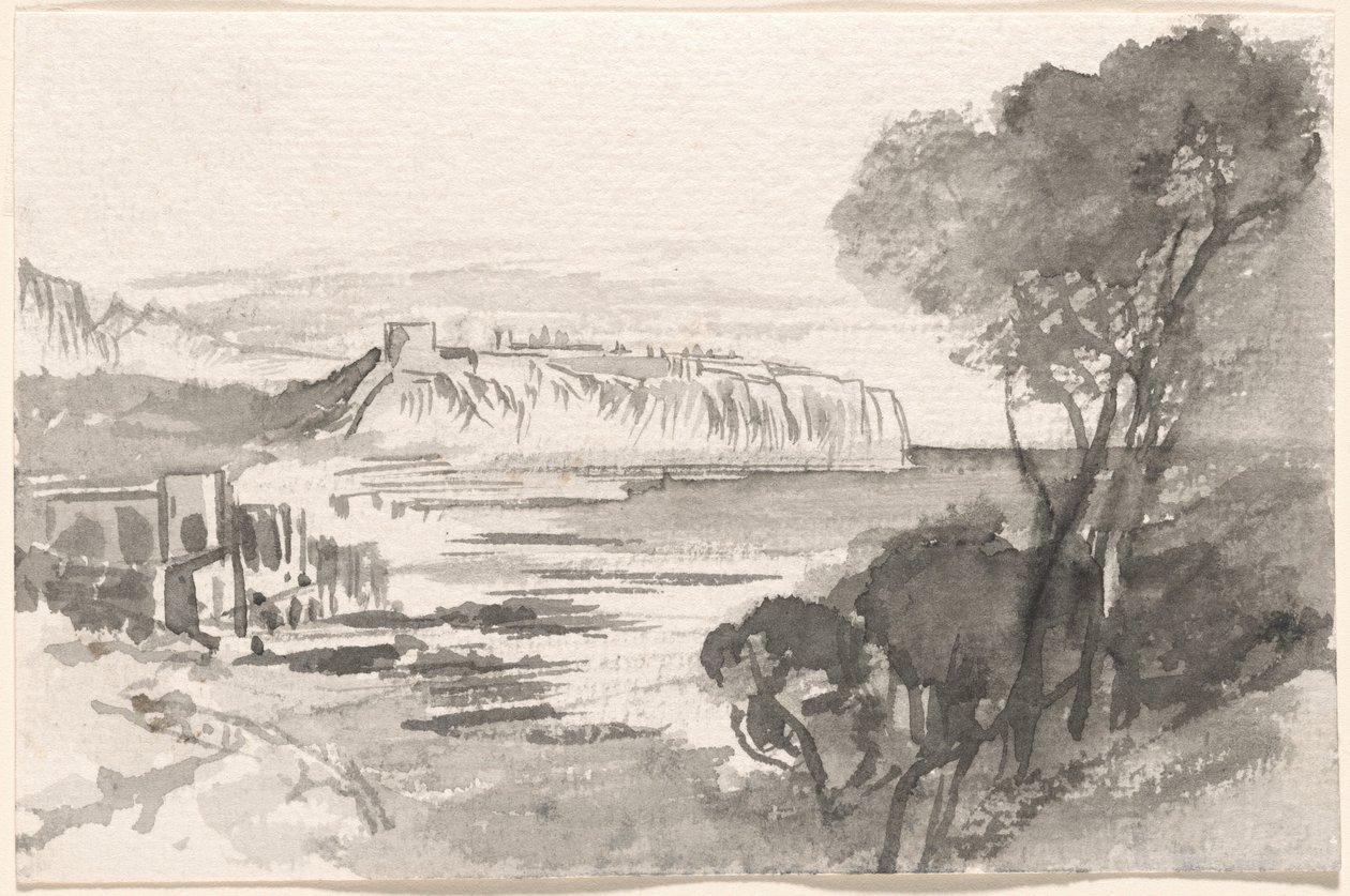 Utsikt over en bukt (Monaco) av Edward Lear