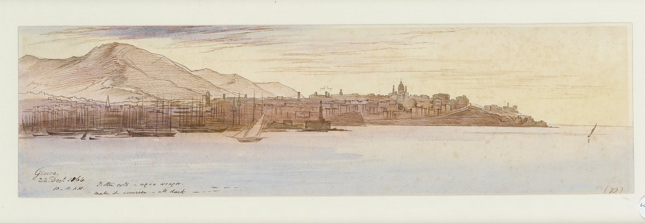 Utsikt over Genova, 1864 av Edward Lear
