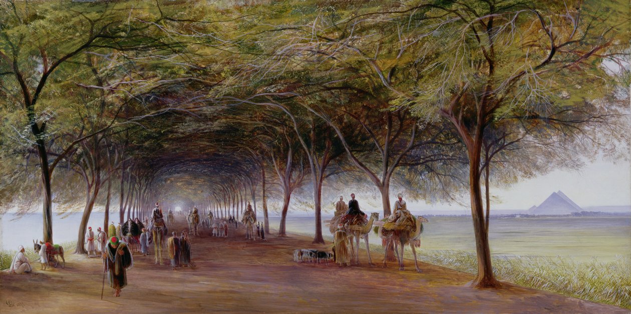 Utsikt over Pyramids Road, Giza av Edward Lear