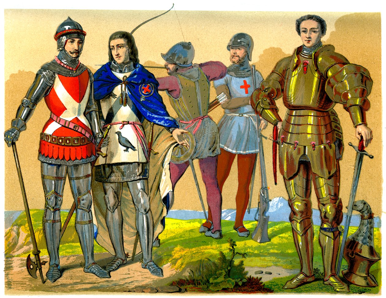 Engelsk kampdrakt, 1400-1500-tallet 1849. av Edward May