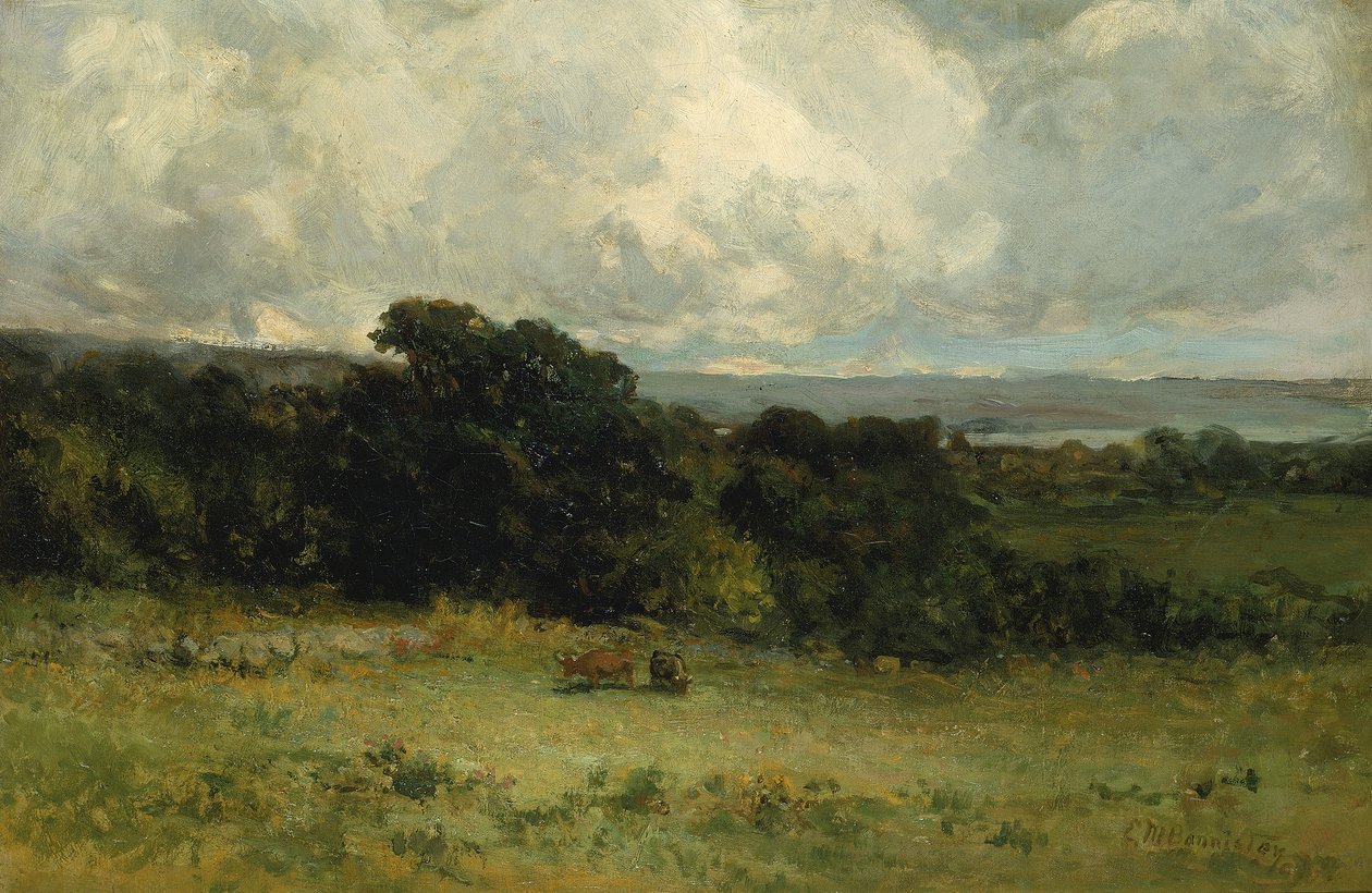 Hyggelige beitemarker, 1887. av Edward Mitchell Bannister