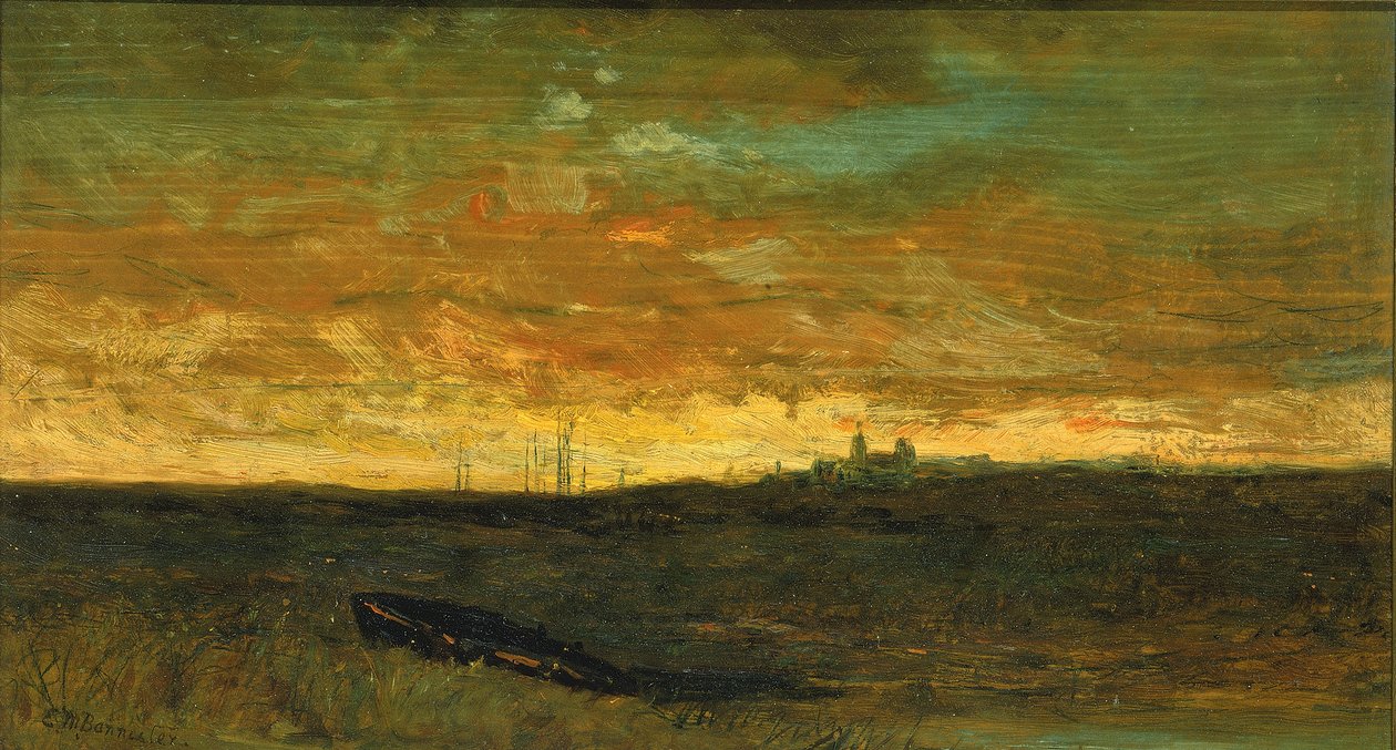 Solnedgangsscene, ca. 1875-1885. av Edward Mitchell Bannister