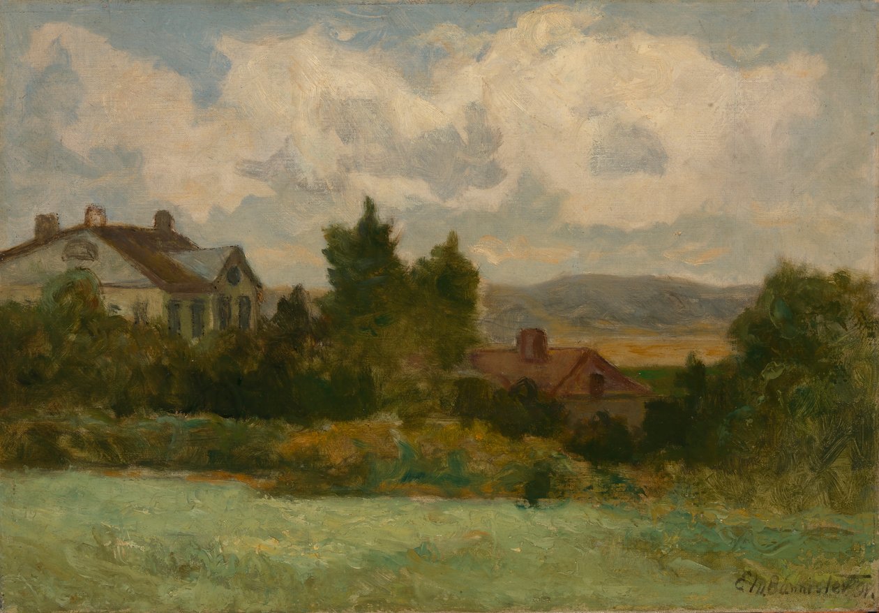Unavngitte hus og trær, 1898. av Edward Mitchell Bannister