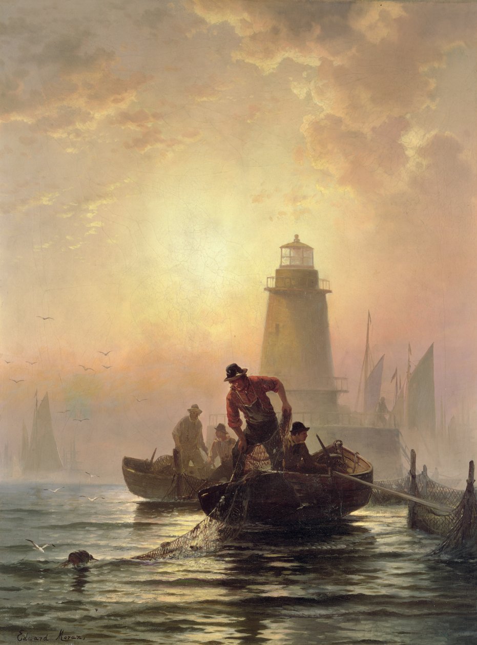 Fish Pond, Orient Bay, Long Island av Edward Moran