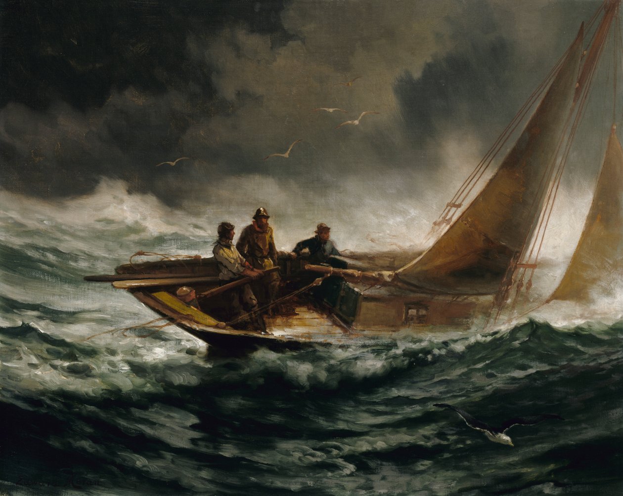 Kjører ut en kuling, ca. 1889. av Edward Moran
