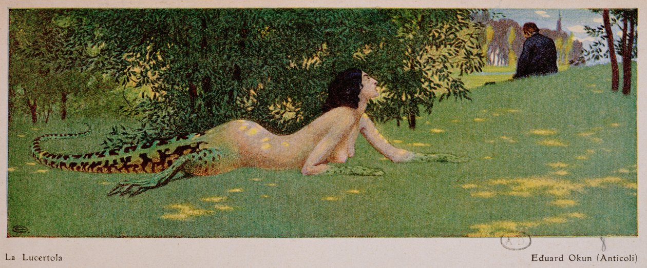 Lucertola (halvt hunn, halvt grønn øgle), 1908 av Edward Okun