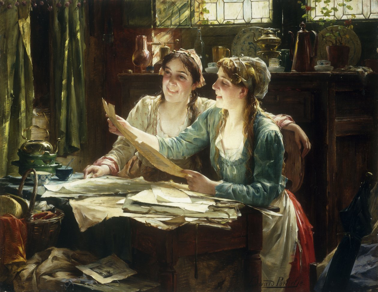 The Old Folio (olje på lerret) av Edward Portielje