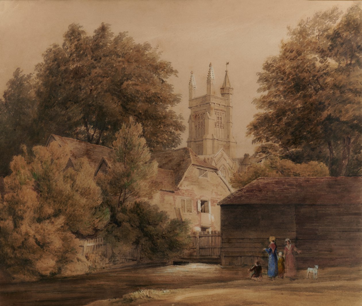 Utsikt nær Winchester (katedralen i bakgrunnen) av Edward Pretty