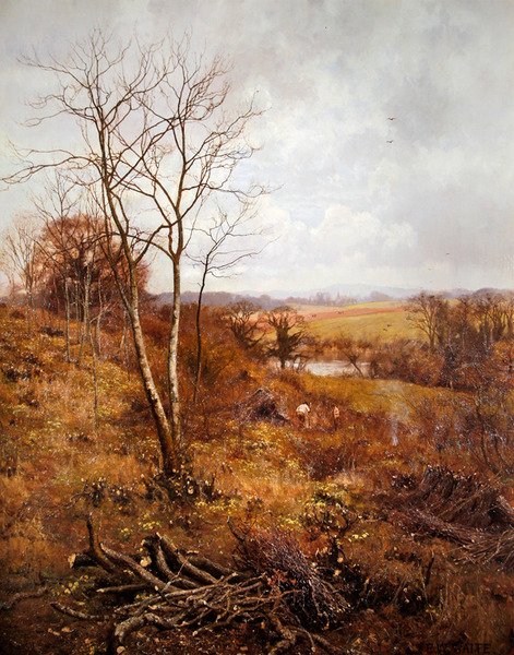 En aprildag (olje på panel) av Edward Wilkins Waite