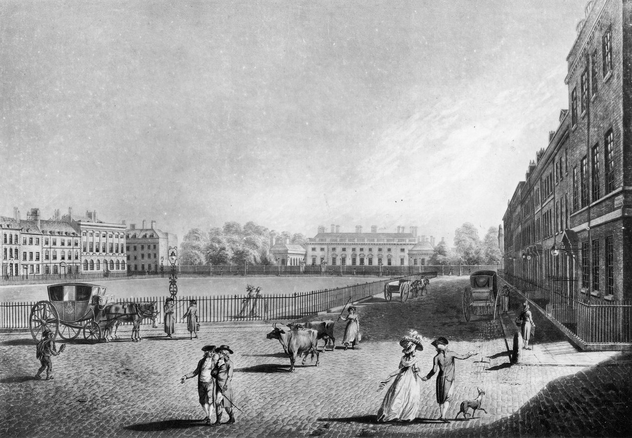Utsikt over Bloomsbury Square, 1787 av Edward (after) Dayes