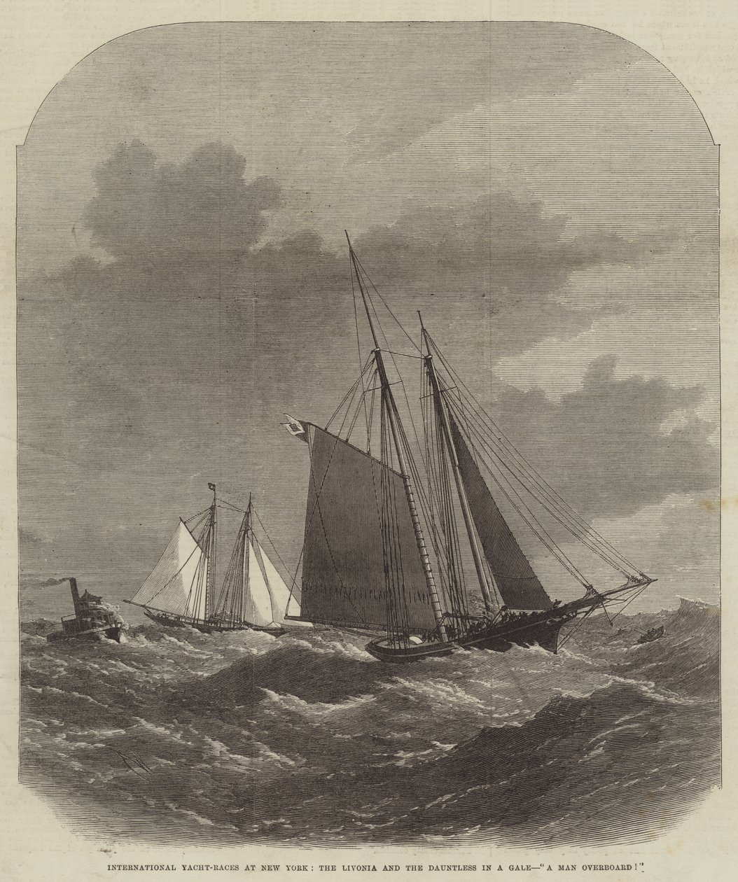 Internasjonale Yacht-races i New York, Livonia og de Dauntless in a Gale, A Man Overboard! av Edwin Weedon