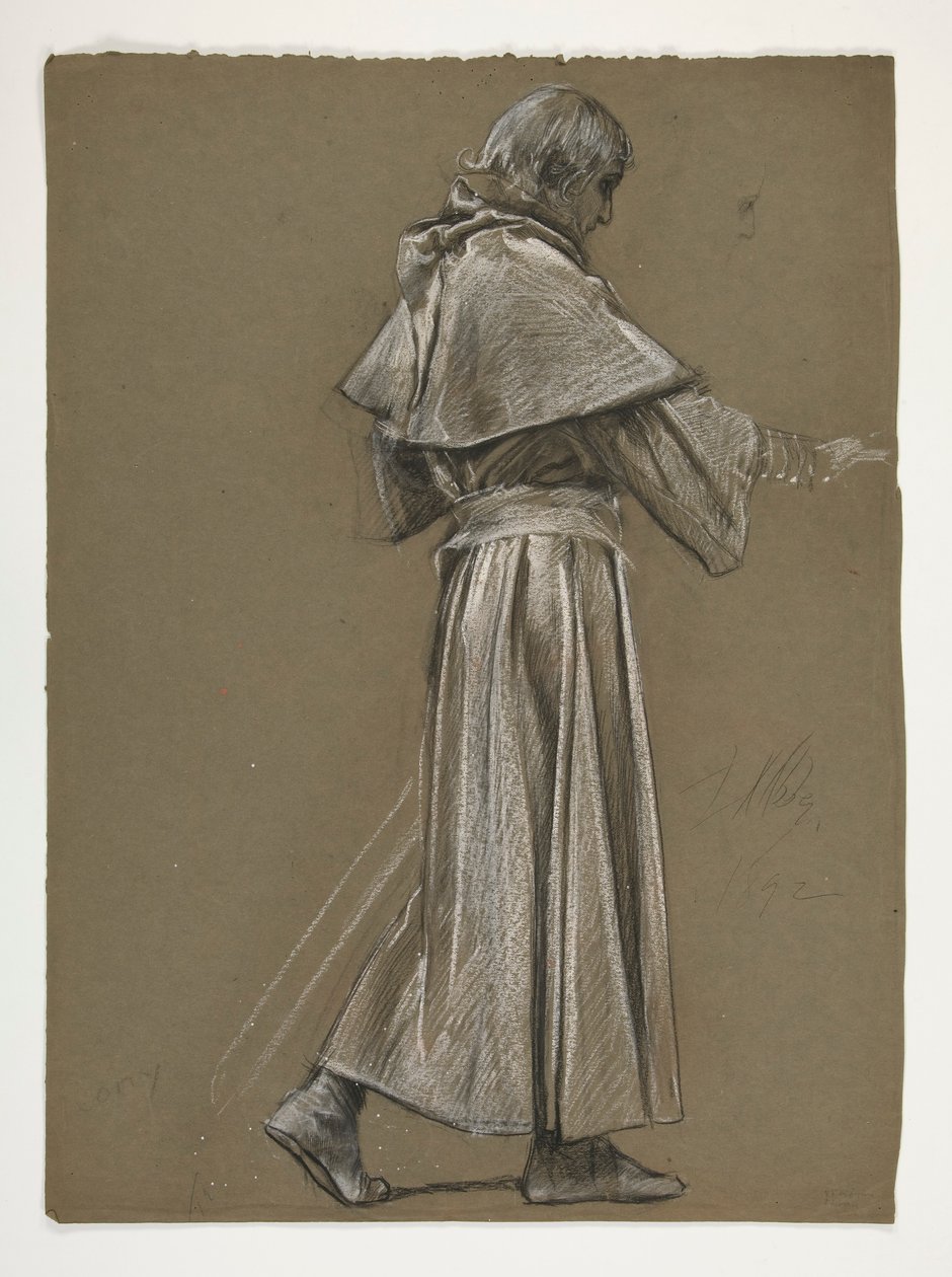 Figurstudie for kong Arthur av Edwin Austin Abbey