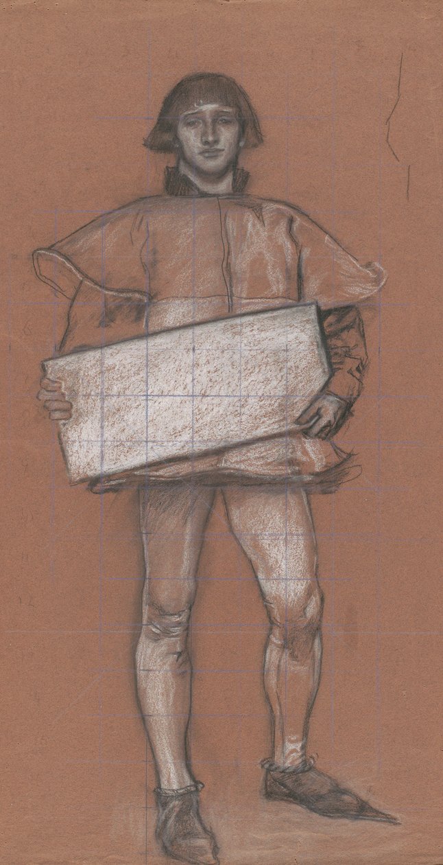 Figurstudie, mann i middelalderdrakt. av Edwin Austin Abbey