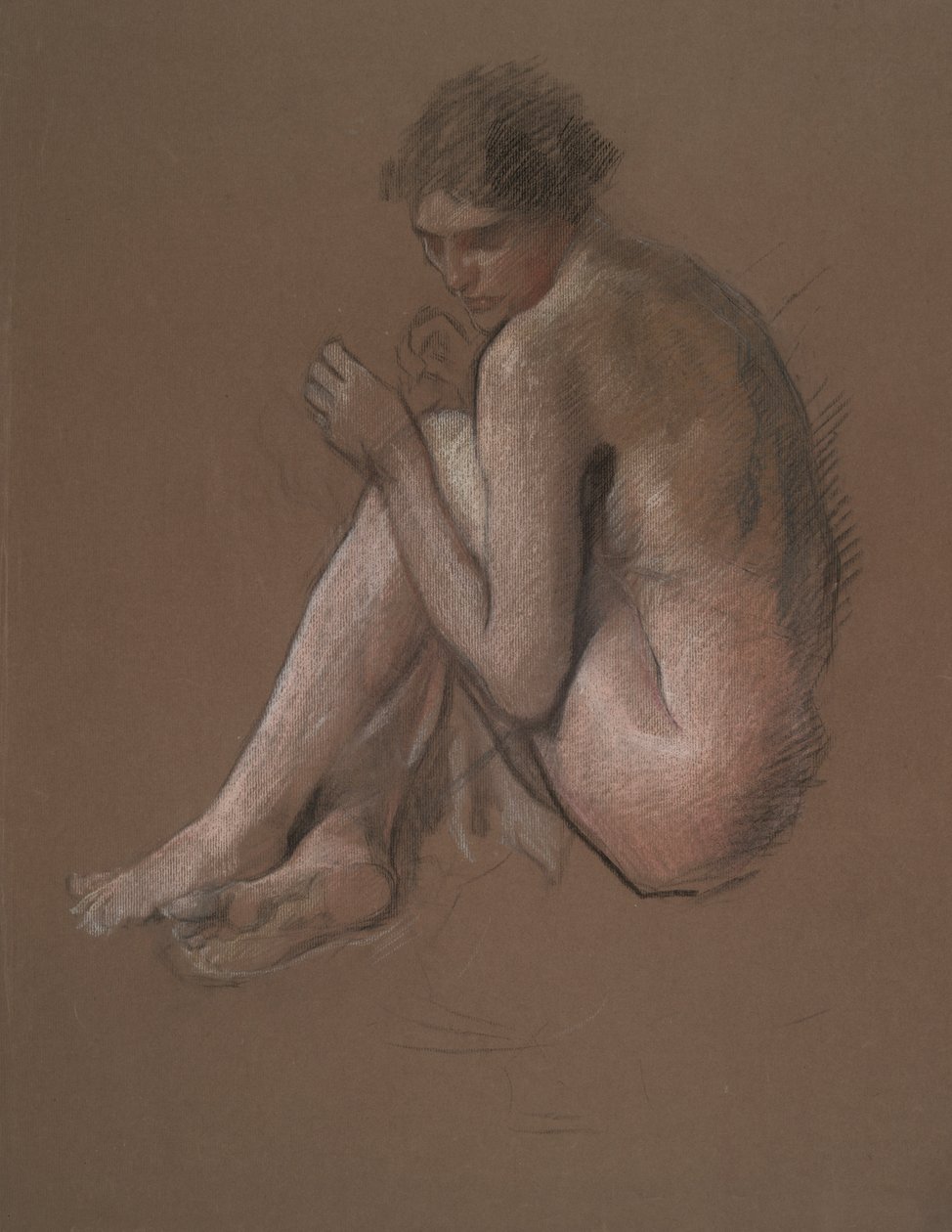 Sittende naken kvinneskikkelse. av Edwin Austin Abbey