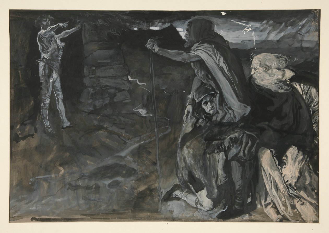 Studie for Kong Lear (?) av Edwin Austin Abbey