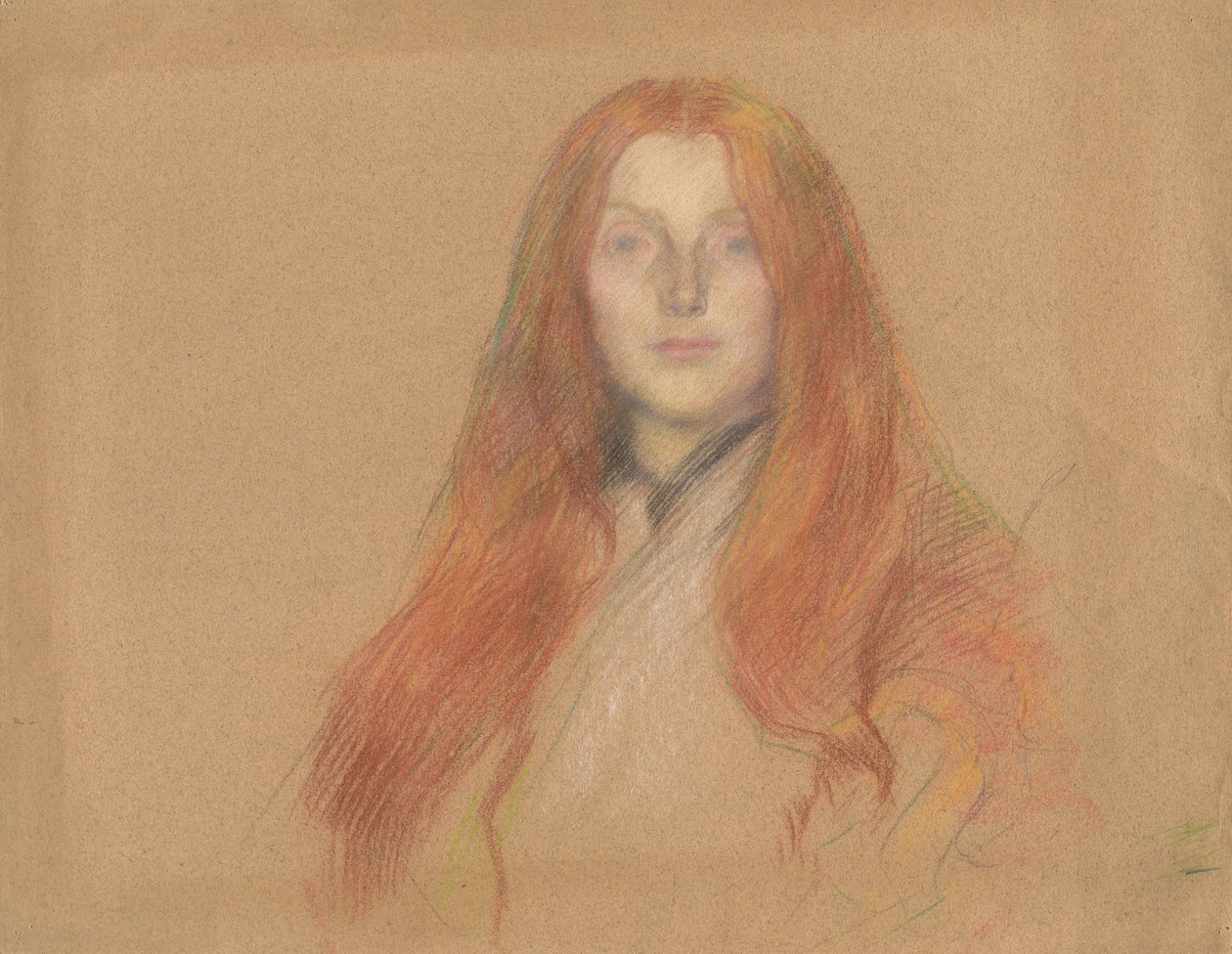 Studie for leder for Ophelia av Edwin Austin Abbey