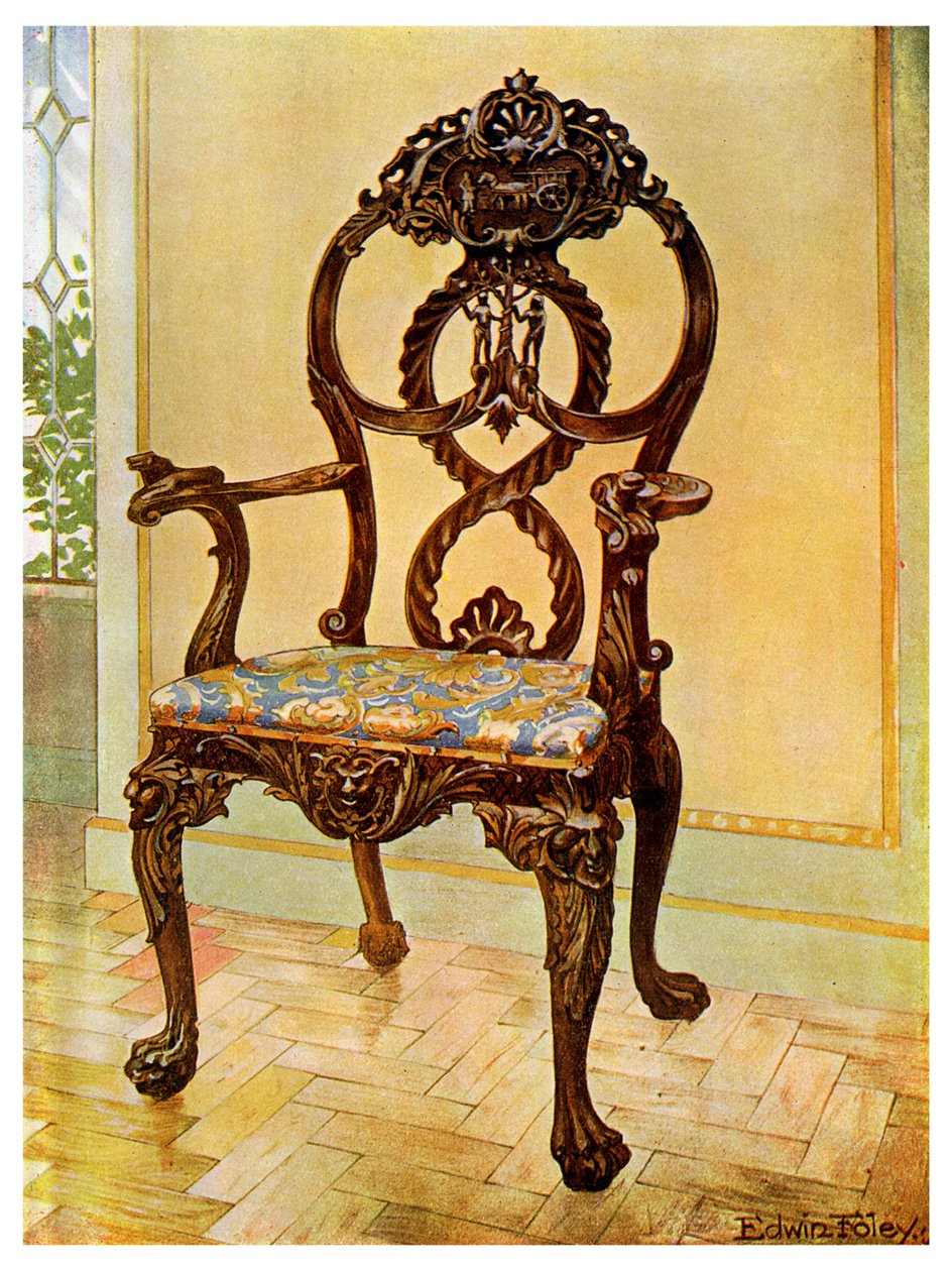 Utskåret tidlig Chippendale-formann, 1911-1912. av Edwin Foley