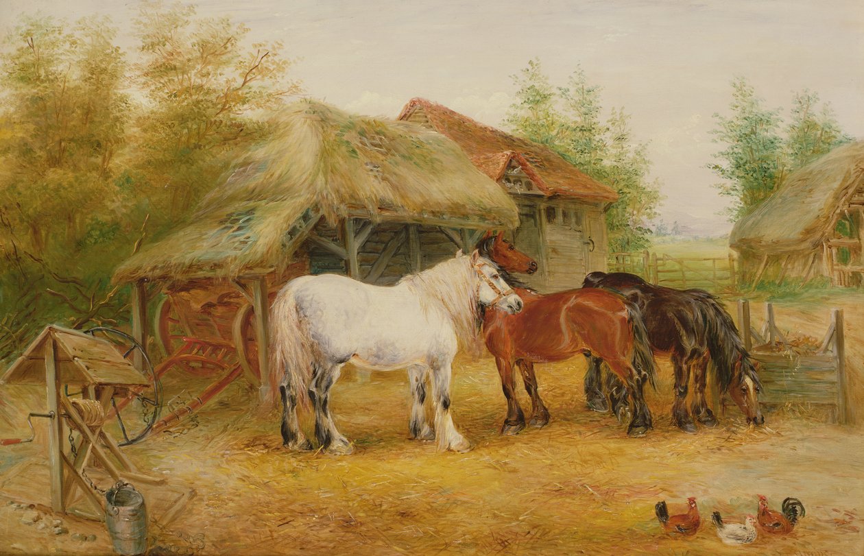 Karthester i et gårdstun av Edwin Frederick Holt